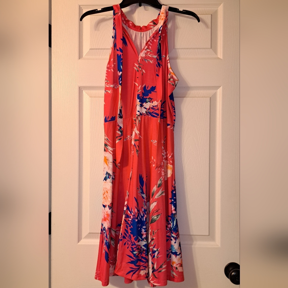 Ouges Size M Bright Pink Floral Halter Neck Casua… - image 6